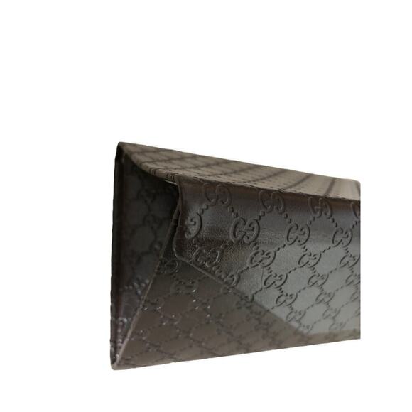 Gucci Foldable Eyeglass Case Sunglasses GG Logo Embossed Leather Brown - Picture 3 of 7